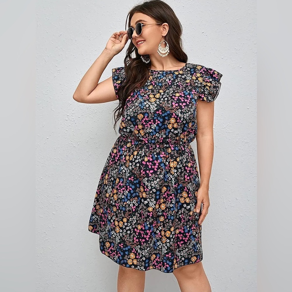 SHEIN floral polyester mini dress